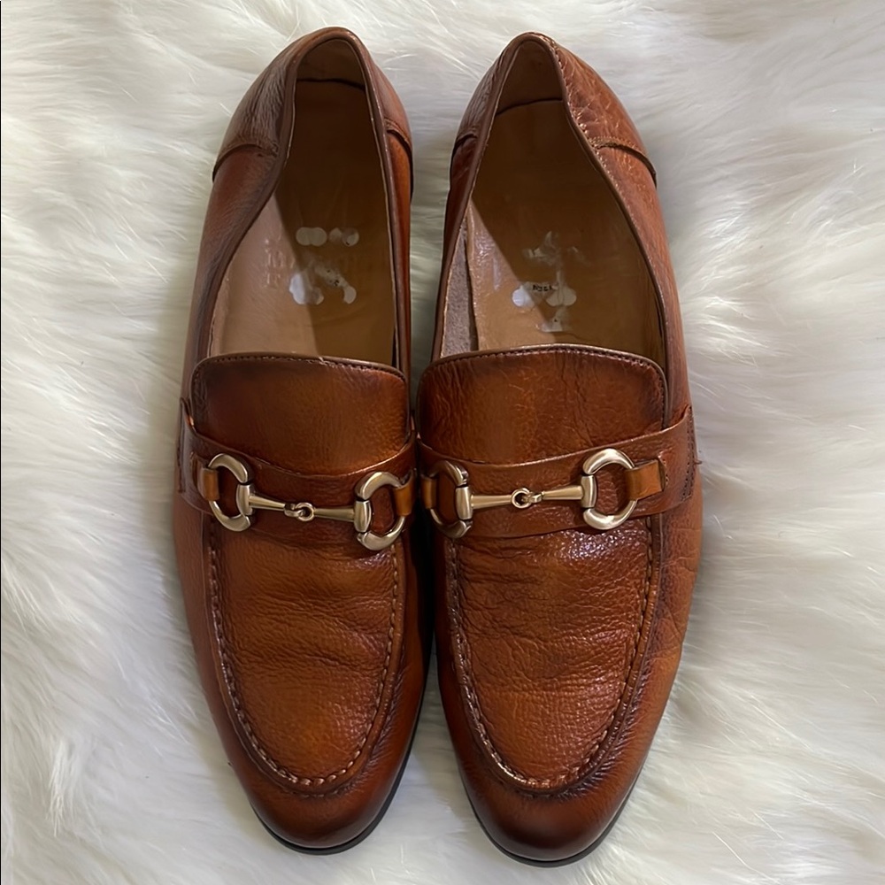Forte Men's Tan Leather Loafers with Gold Accent
